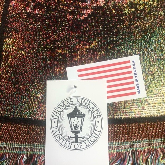 Thomas Kinkade The Painter Of Light Memorial Tapestry Fringe Throw 60” x 50” - Picture 5 of 7